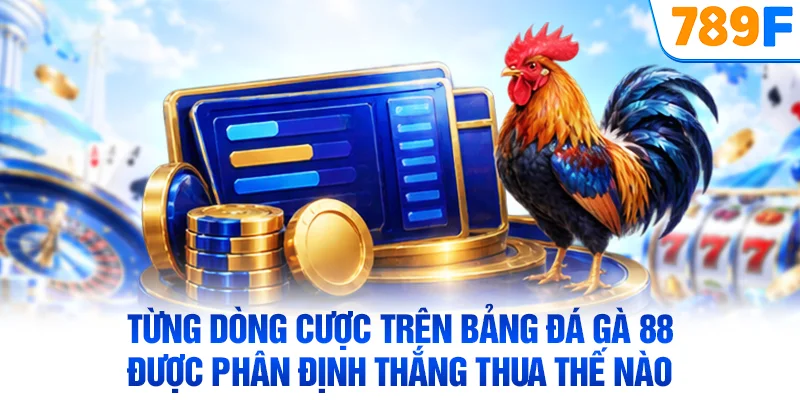 Từng dòng cược trên bảng đá gà 88 được phân định thắng thua thế nào